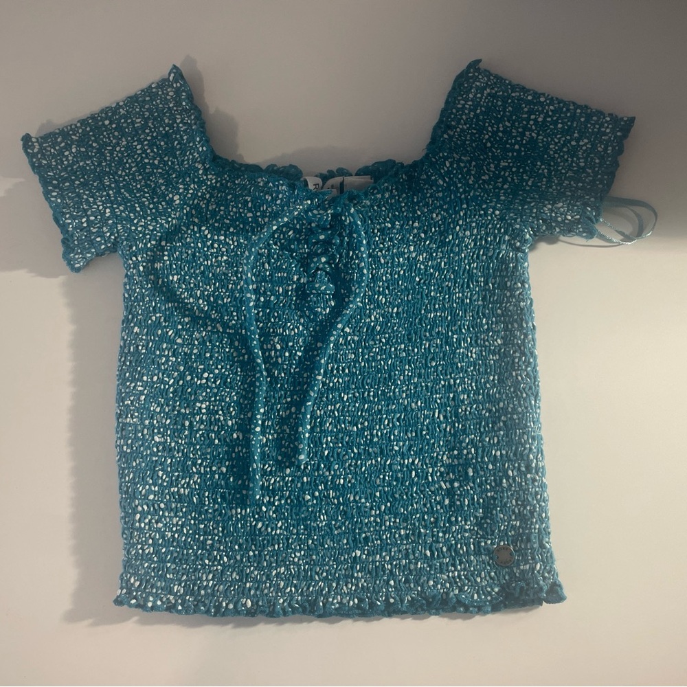 Roxy Off the Shoulder Teal/Blue Top